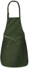 Am image of a Custom Qtees Full Length Apron with Pockets in Forest Green!