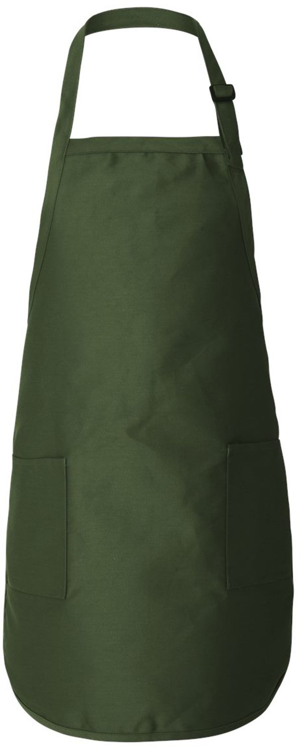 Am image of a Custom Qtees Full Length Apron with Pockets in Forest Green!