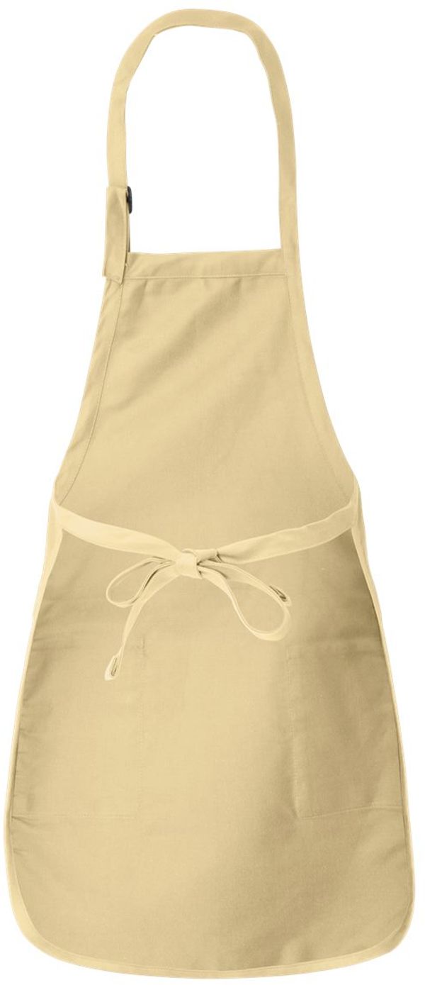 Am image of a Custom Qtees Full Length Apron with Pockets in Natural!