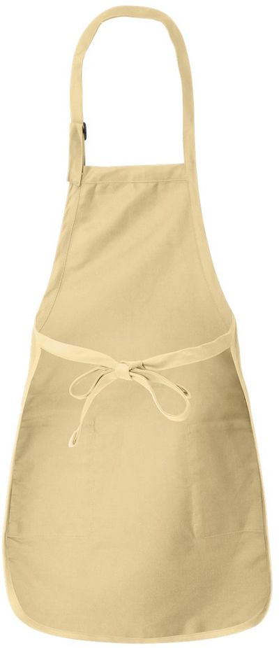 Am image of a Custom Qtees Full Length Apron with Pockets in Natural!