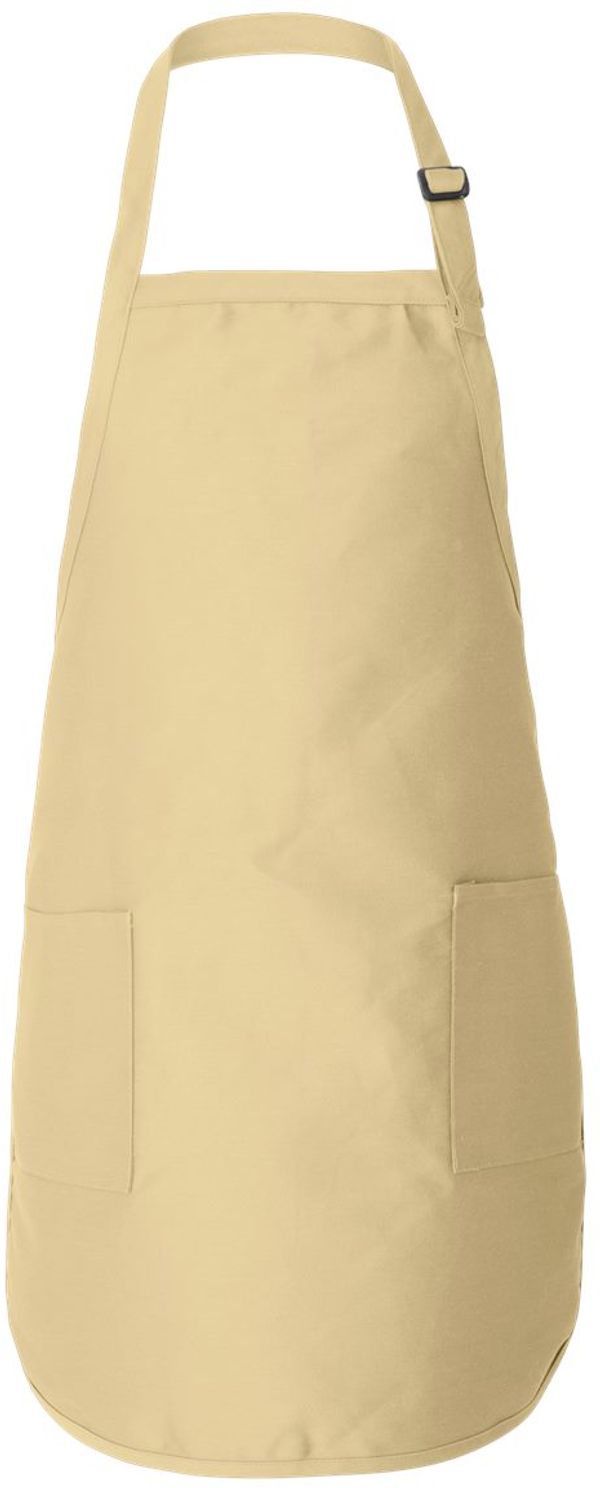 Am image of a Custom Qtees Full Length Apron with Pockets in Natural!