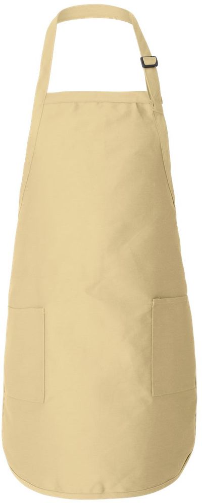 Am image of a Custom Qtees Full Length Apron with Pockets in Natural!