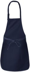 Am image of a Custom Qtees Full Length Apron with Pockets in Navy!