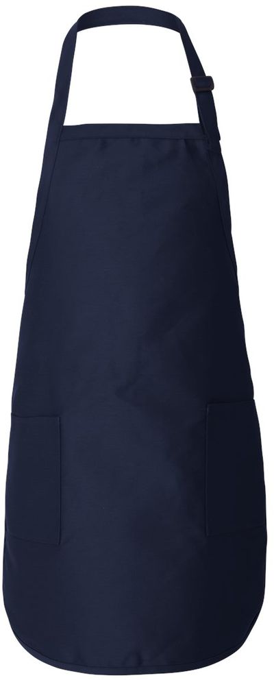 Am image of a Custom Qtees Full Length Apron with Pockets in Navy!