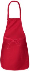Am image of a Custom Qtees Full Length Apron with Pockets in Red!