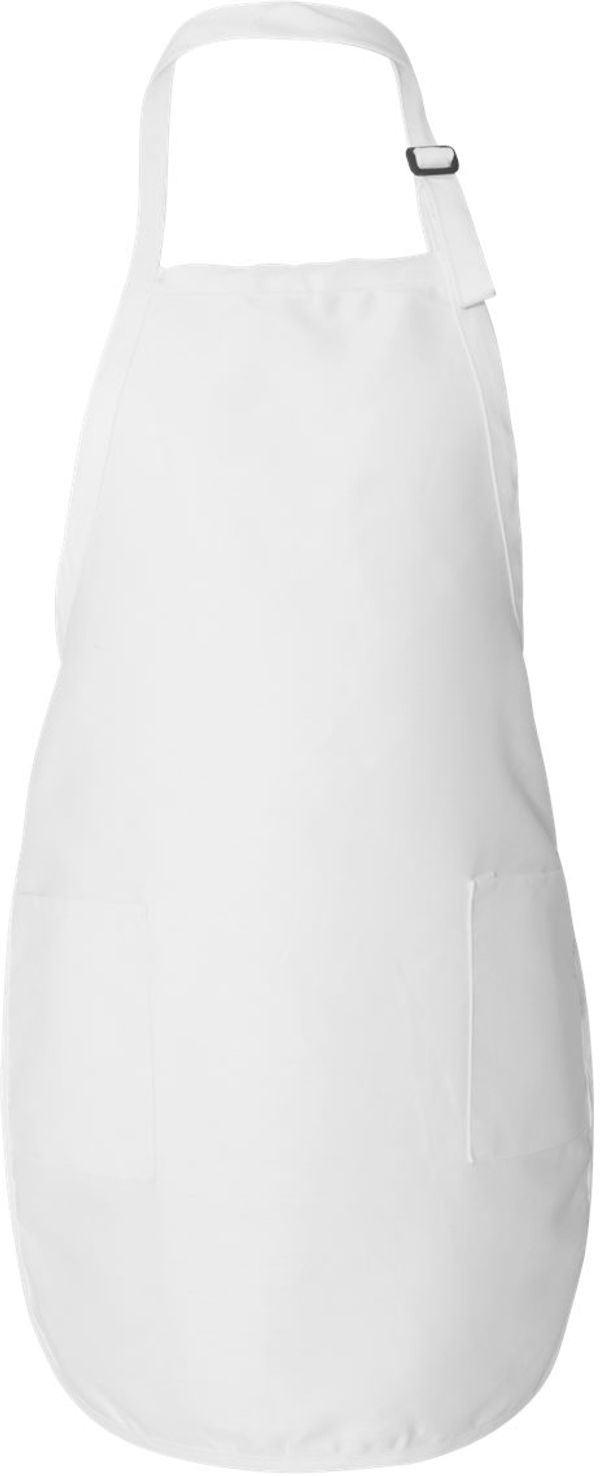 Am image of a Custom Qtees Full Length Apron with Pockets in White!
