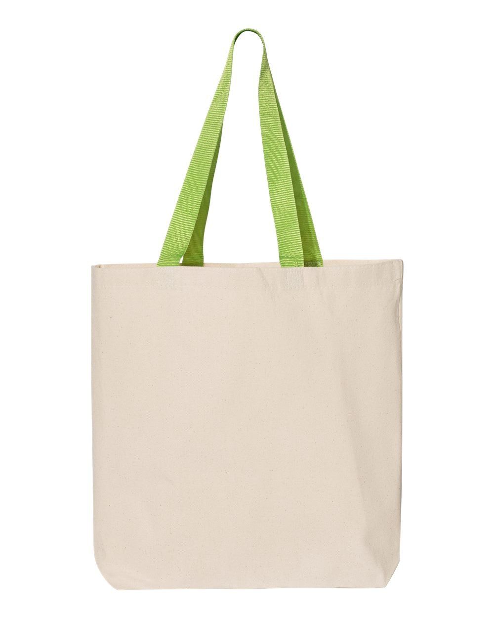 QTees 11L Canvas Tote with Contrast Color Handles in Natural Lime
