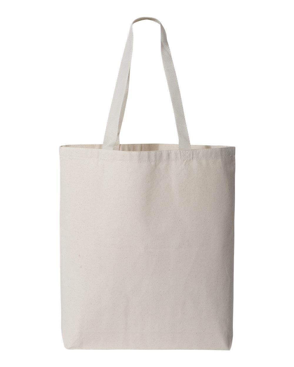 QTees 11L Canvas Tote with Contrast Color Handles in Natural Natural