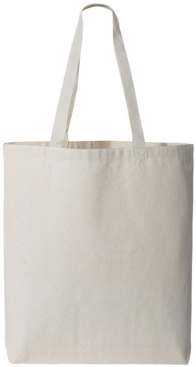 Am image of a Custom QTees 11L Canvas Tote with Contrast Color Handles in Natural Natural!