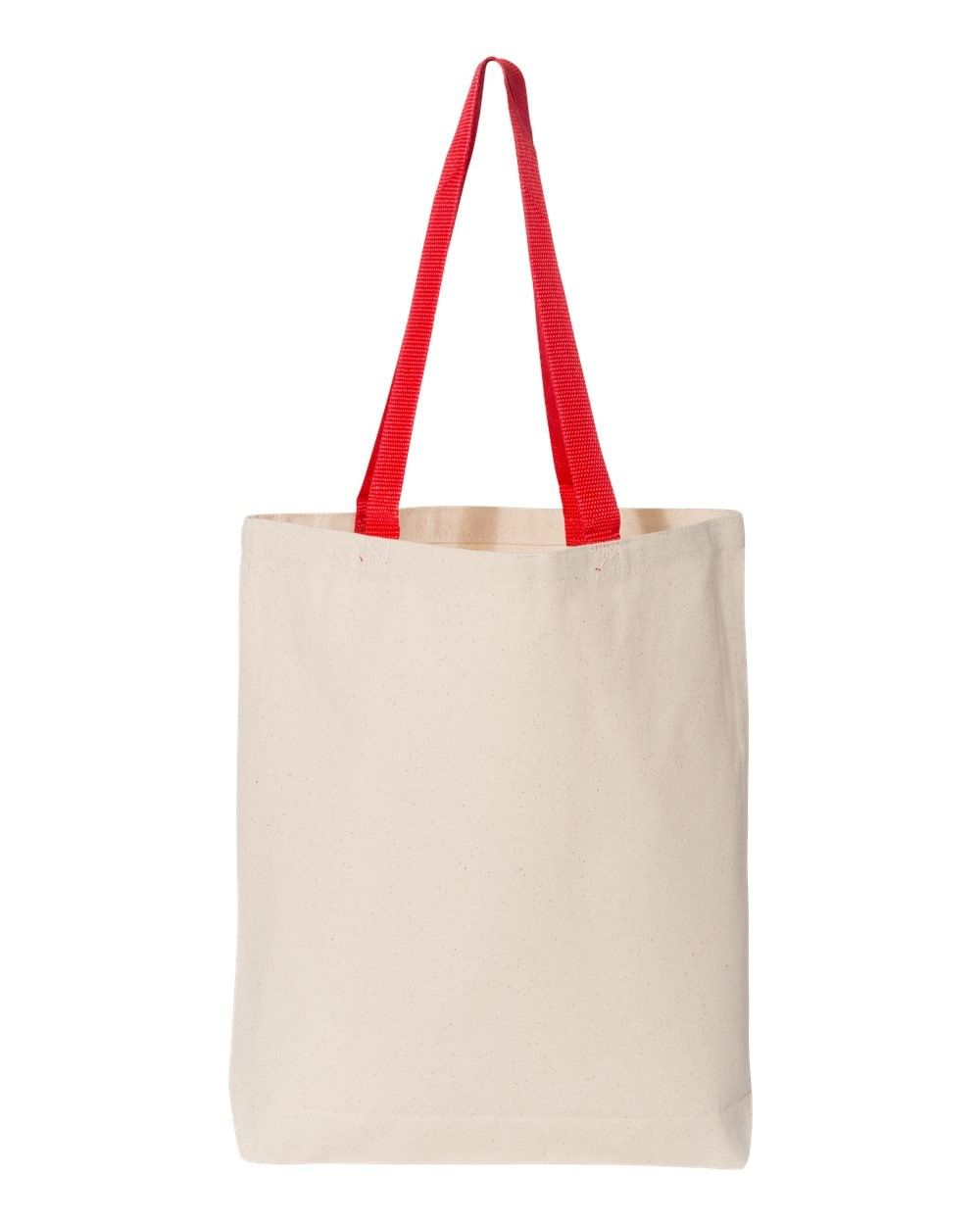QTees 11L Canvas Tote with Contrast Color Handles in Natural Red