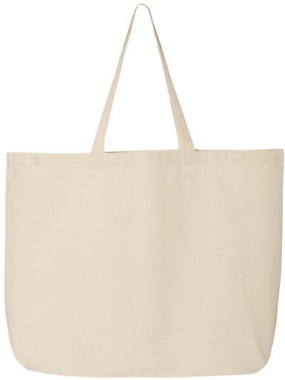 Am image of a Custom Canvas Thick Gusseted Jumbo Tote in Natural!