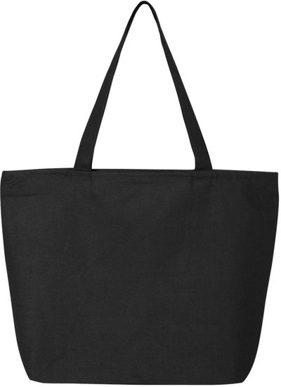 Am image of a Custom Canvas 25L Zippered Tote in Black!