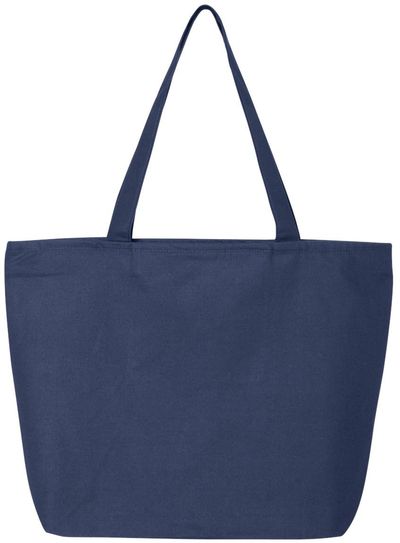 Am image of a Custom Canvas 25L Zippered Tote in Navy!