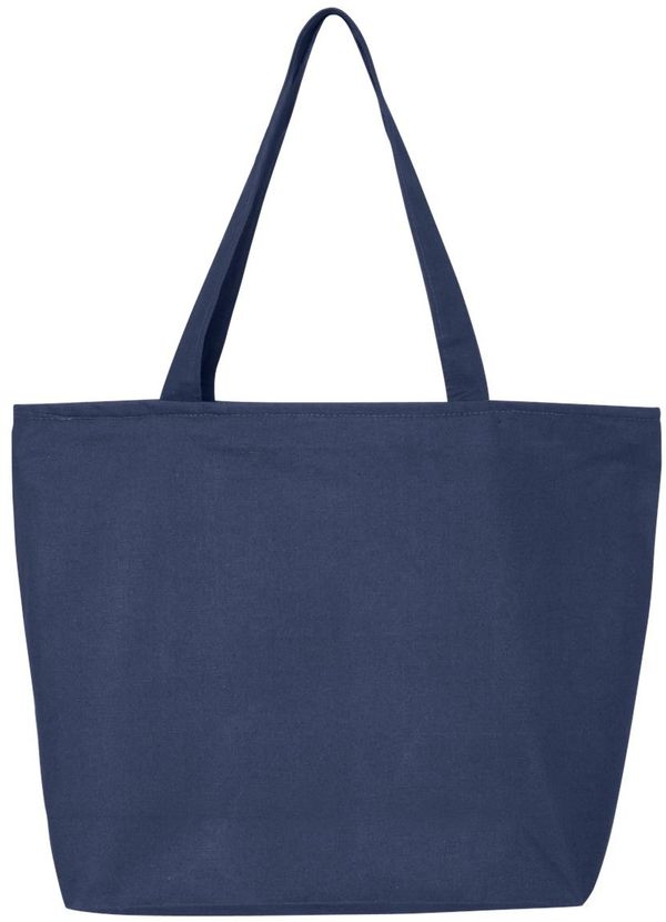 Am image of a Custom Canvas 25L Zippered Tote in Navy!