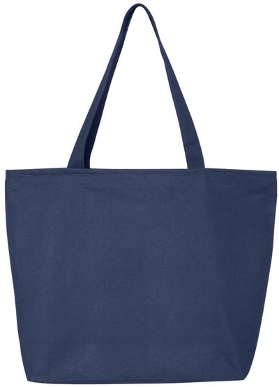 Am image of a Custom Canvas 25L Zippered Tote in Navy!