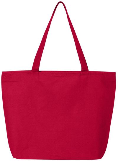 Am image of a Custom Canvas 25L Zippered Tote in Red!