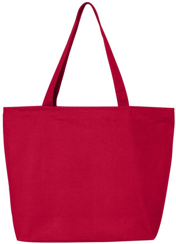 Am image of a Custom Canvas 25L Zippered Tote in Red!