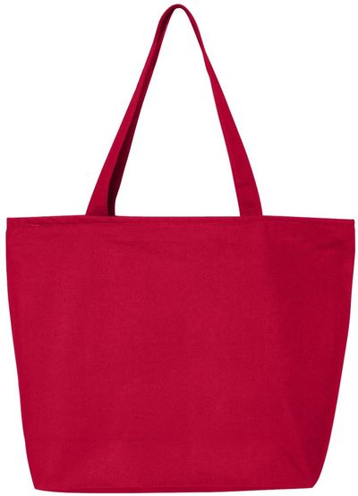 Am image of a Custom Canvas 25L Zippered Tote in Red!