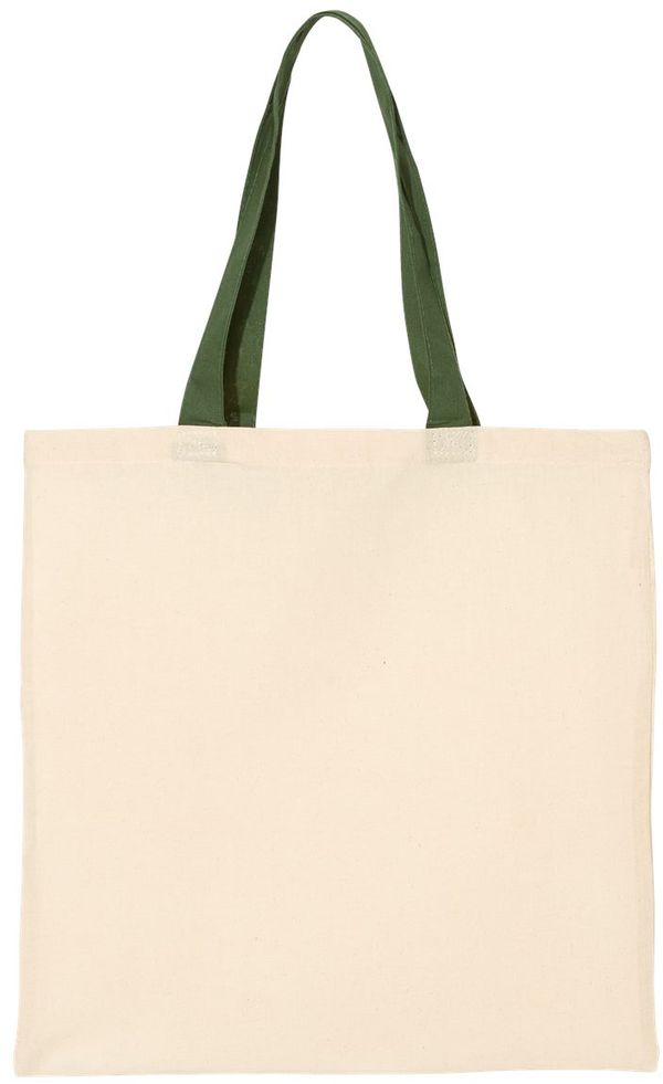 Am image of a Custom Qtees Economical Tote with Contrast Colour Handles in Natural/Forest!