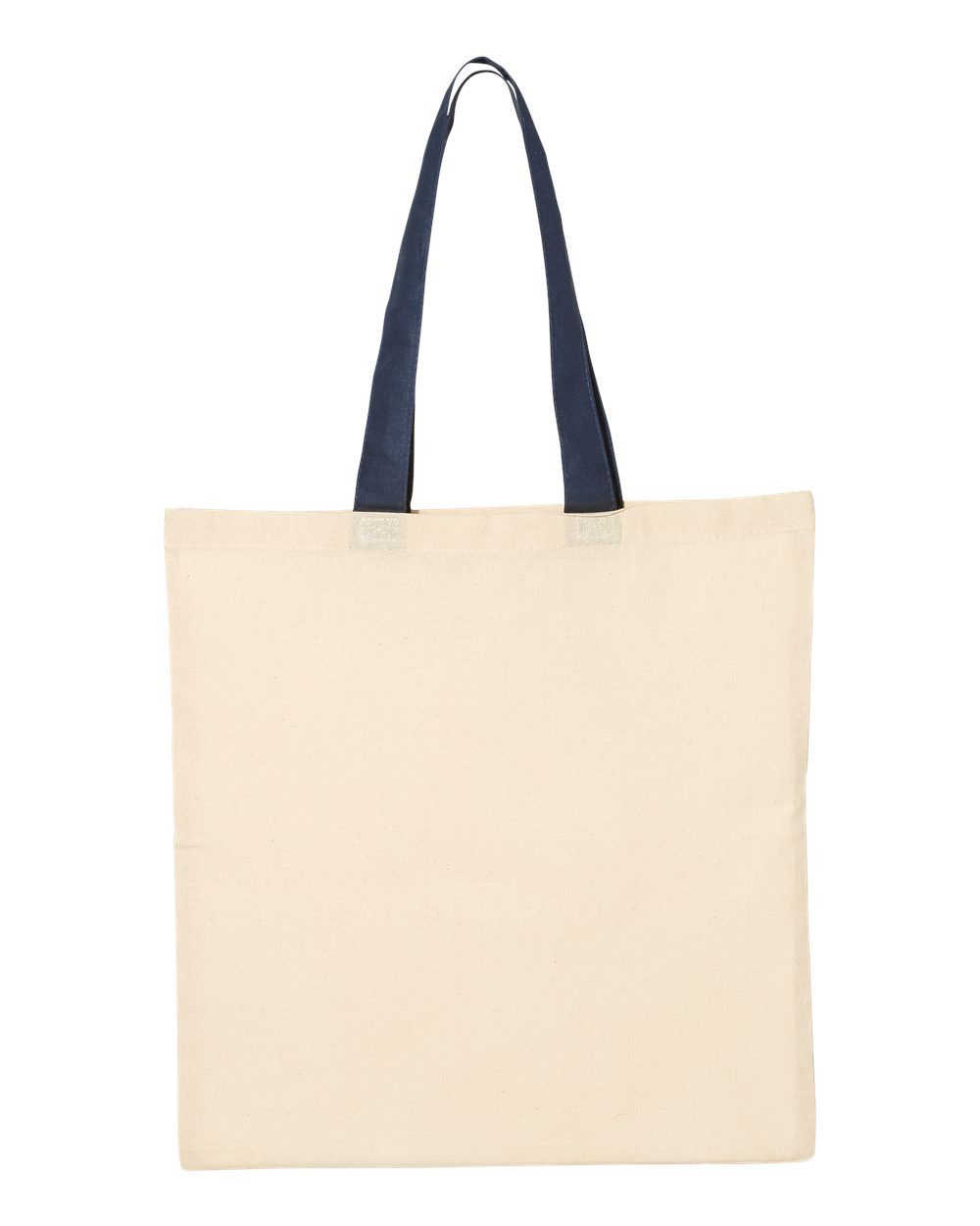 Qtees Economical Tote with Contrast Colour Handles in Natural/Navy