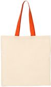 Am image of a Custom Qtees Economical Tote with Contrast Colour Handles in Natural/ Orange!