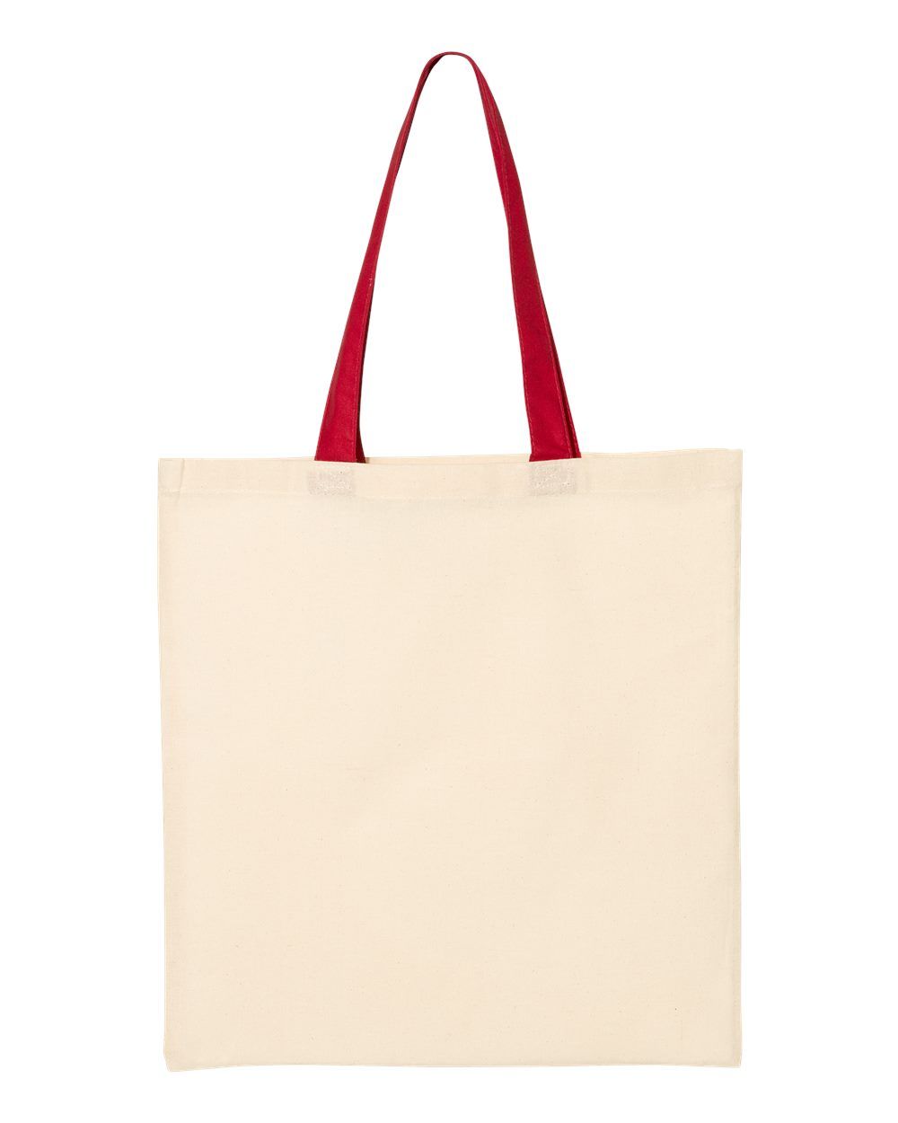 Qtees Economical Tote with Contrast Colour Handles in Natural/ Red