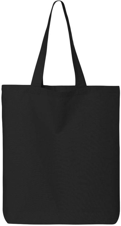 Am image of a Custom Q Tees Thin Gusseted Tote in Black!