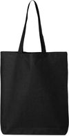 Am image of a Custom Q Tees Thin Gusseted Tote in Black!