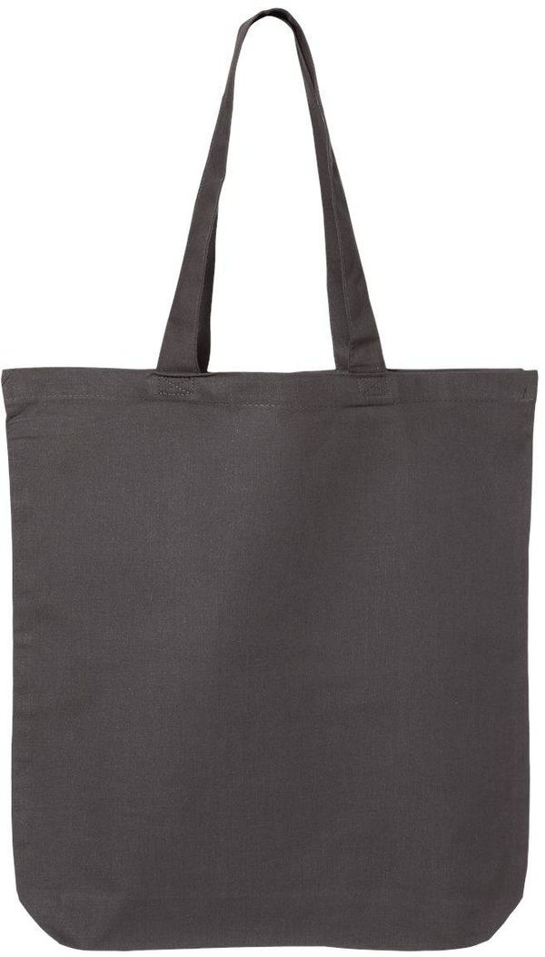 Am image of a Custom Q Tees Thin Gusseted Tote in Charcoal!