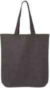 Am image of a Custom Q Tees Thin Gusseted Tote in Charcoal!