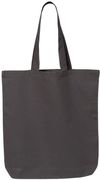 Am image of a Custom Q Tees Thin Gusseted Tote in Charcoal!