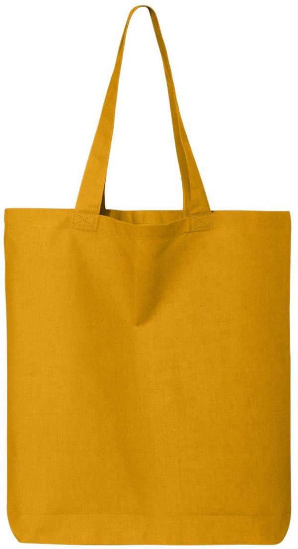 An image of a Custom Q Tees Thin Gusseted Tote in Gold!