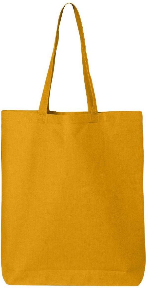 An image of a Custom Q Tees Thin Gusseted Tote in Gold!