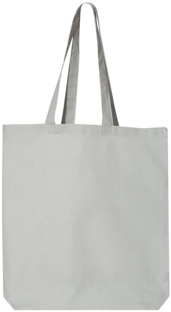 Am image of a Custom Q Tees Thin Gusseted Tote in Grey!