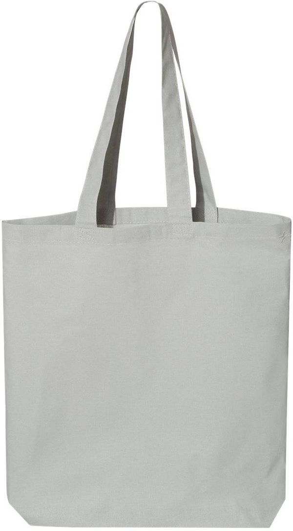 Am image of a Custom Q Tees Thin Gusseted Tote in Grey!