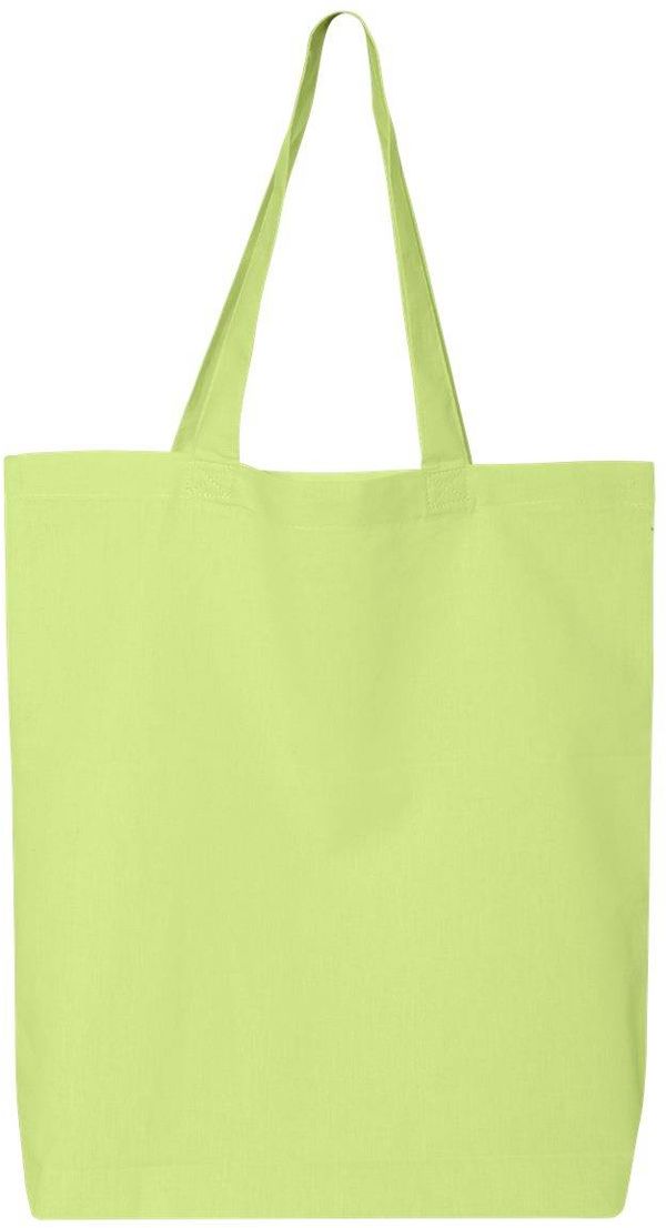 Am image of a Custom Q Tees Thin Gusseted Tote in Lime!