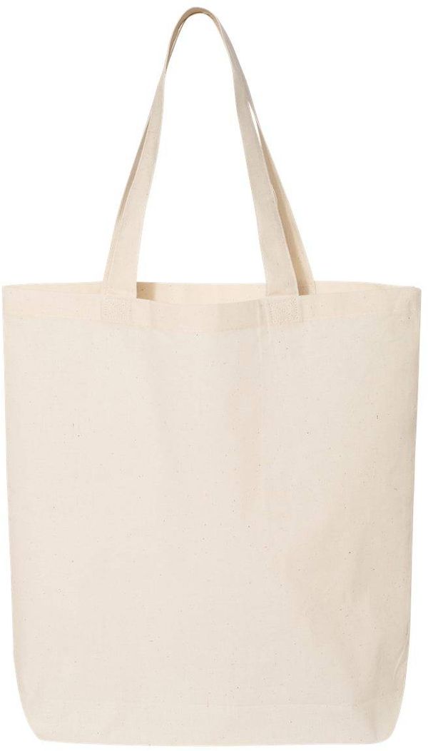 Am image of a Custom Q Tees Thin Gusseted Tote in Natural!