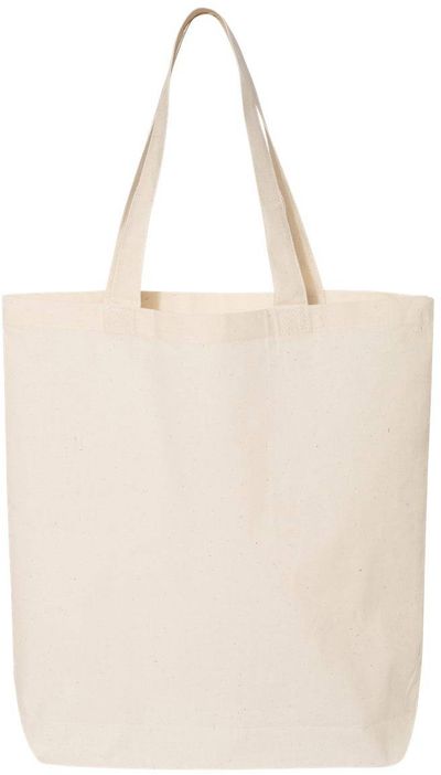 Am image of a Custom Q Tees Thin Gusseted Tote in Natural!