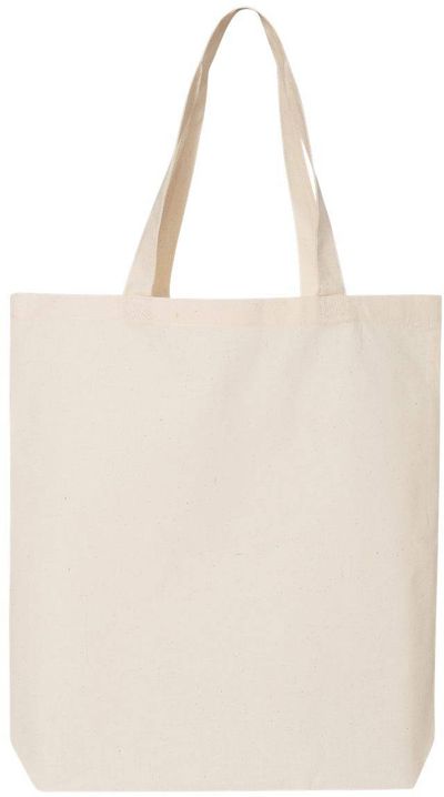 Am image of a Custom Q Tees Thin Gusseted Tote in Natural!