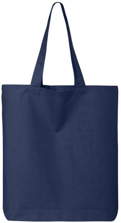 Am image of a Custom Q Tees Thin Gusseted Tote in Navy!