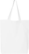 Am image of a Custom Q Tees Thin Gusseted Tote in White!