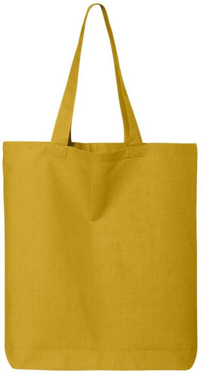 Am image of a Custom Q Tees Thin Gusseted Tote in Yellow!
