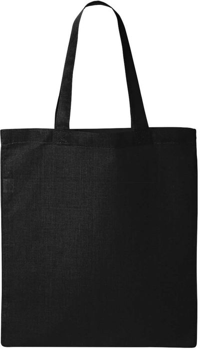 Am image of a Custom QTees Thin Economical Tote in Black!