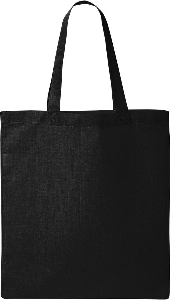 Am image of a Custom QTees Thin Economical Tote in Black!
