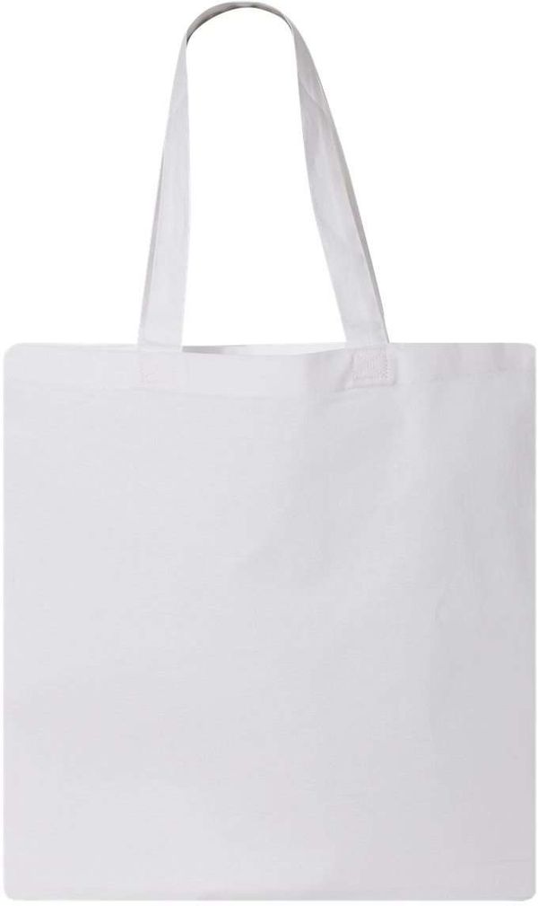 Am image of a Custom QTees Thin Economical Tote in White!