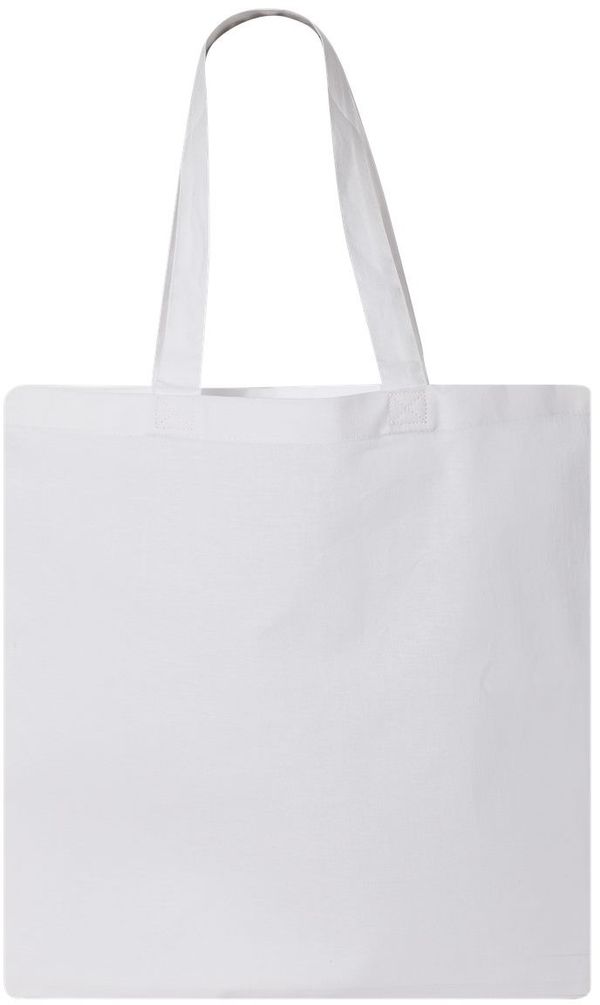 Am image of a Custom QTees Thin Economical Tote in White!