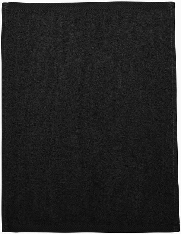 Am image of a Custom Hemmed Fingertip Towel in Black!