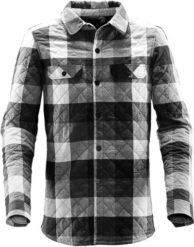 Am image of a Custom Stormtech Mens North Beach Shacket in Black/Dolphin!