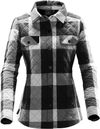 Am image of a Custom Stormtech Womens North Beach Shacket in Black/Dolphin!