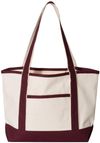 An image of a Custom Qtees 20L Small Deluxe Tote in Natural/Maroon!